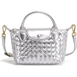 🆕 Fuvezix Leather Crossbody Bag Women Silver Fashion Clutch Luxury Handbag